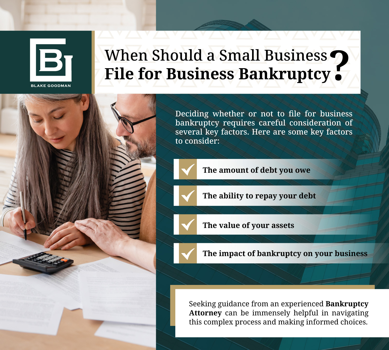 Infographic that shows when a small business should file for business bankruptcy