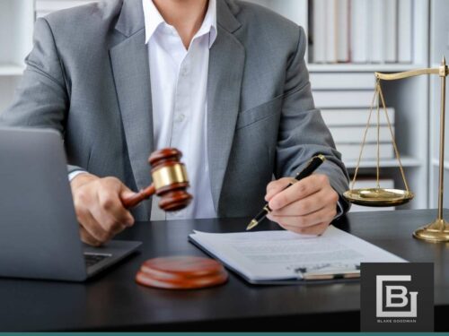 Lawyer handling a case for Bankruptcy on Medical Bills with a gavel and legal documents